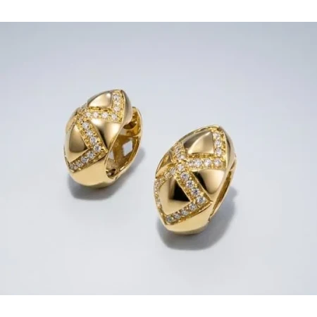 Brincos Argola Bojuda Trabalhada 40 Pontos de Diamantes