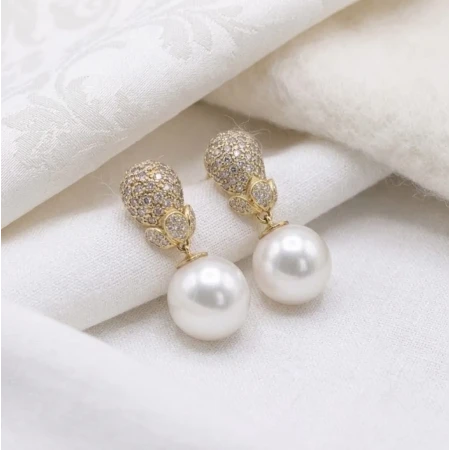 Brincos Perola e Diamantes