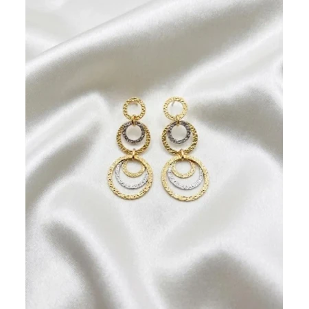 Brincos Alongados 2 Tons Ouro 18k