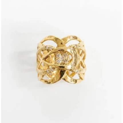 Anel Arabescos com Diamantes 15 Pontos de Diamantes