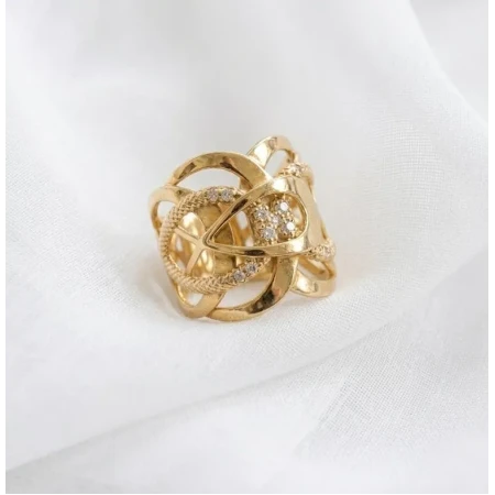 Anel Arabescos com Diamantes 15 Pontos de Diamantes