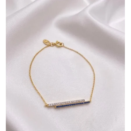 Pulseira Veneziana, com Placa de Diamantes Brancos e Negros 20cm