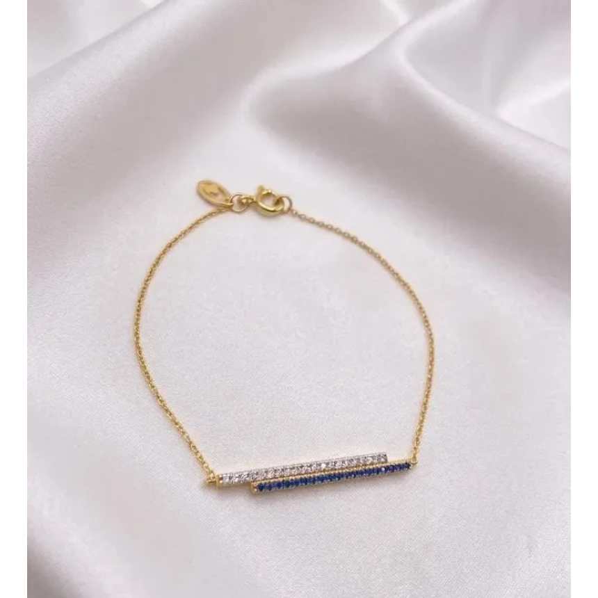 Pulseira Veneziana, com Placa de Diamantes Brancos e Negros 20cm