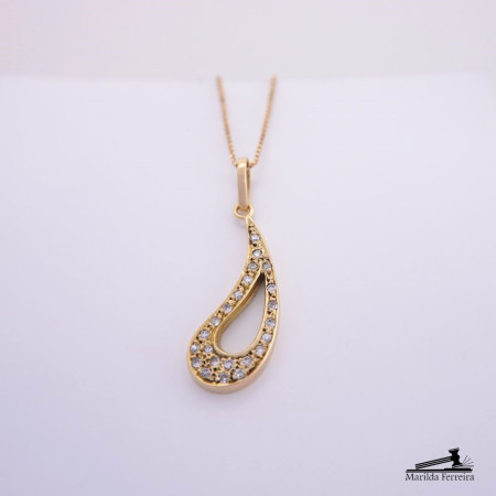 Pingente Gota com Diamantes em Ouro Amarelo