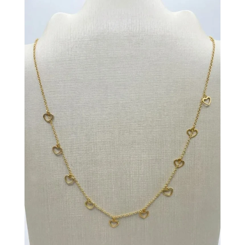 Corrente com Berloques Corações, 46cm