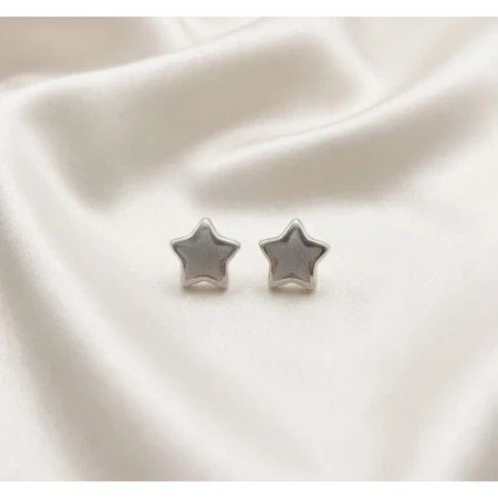 Brincos Estrela, Ouro  Acetinado e Polido