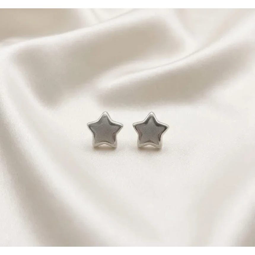 Brincos Estrela, Ouro  Acetinado e Polido