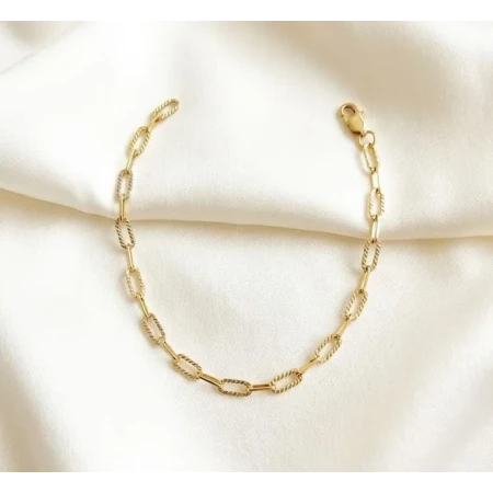 Pulseira Elos Alongados Trabalhados, 20cm