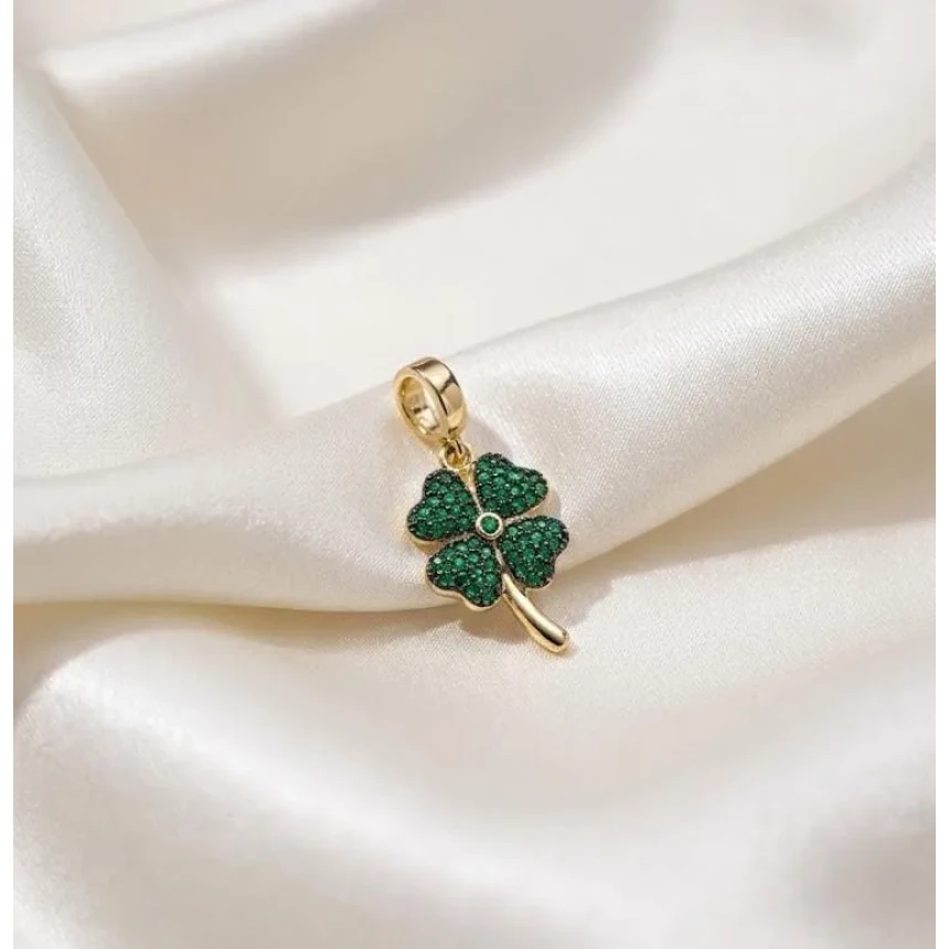 Pingente Trevo Turmalina Verde