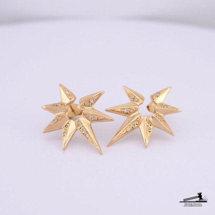 Brincos Estrela Estilizada  com Diamantes