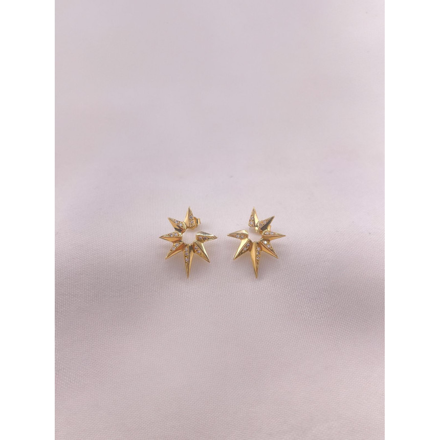 Brincos Estrela Estilizada  com Diamantes