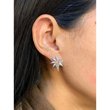 Brincos Estrela Estilizada  com Diamantes
