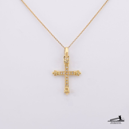 Pingente Cruz com Diamantes em Ouro Amarelo