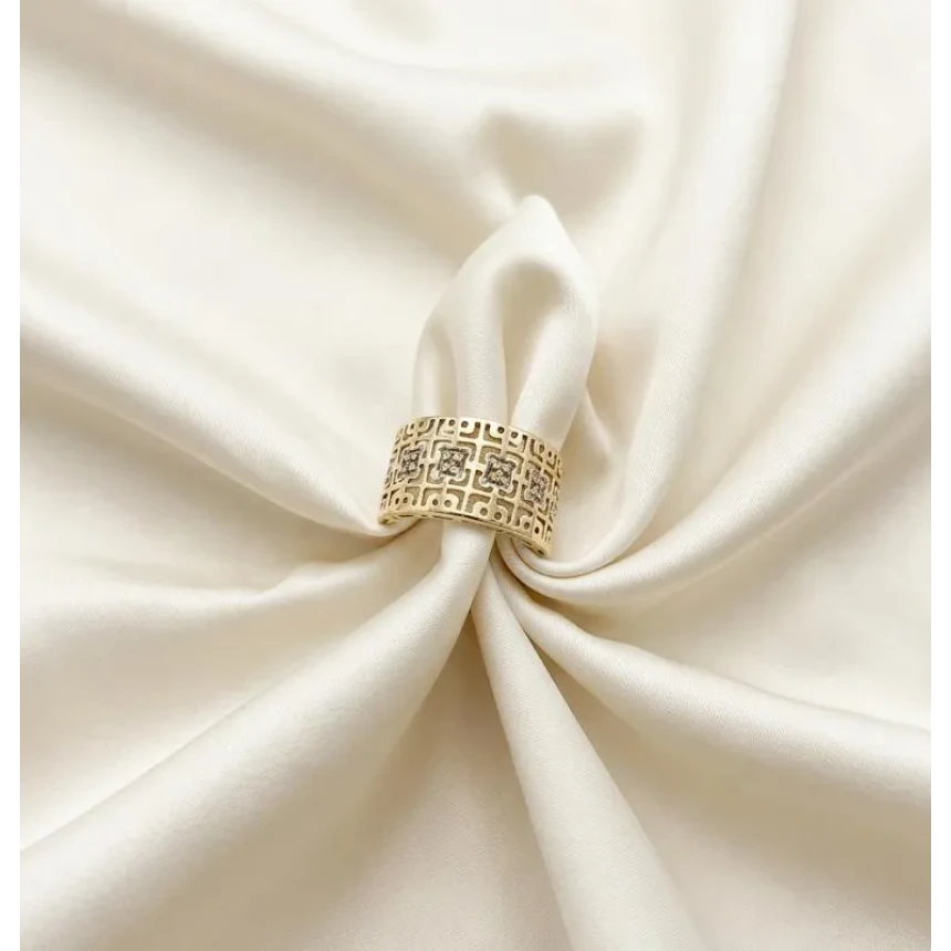 Anel Rendado, 6 Pontos de Diamantes