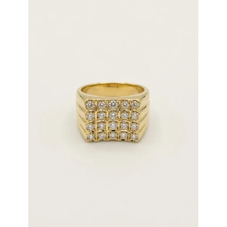Anel Quadrado 20 Pontos de Diamantes