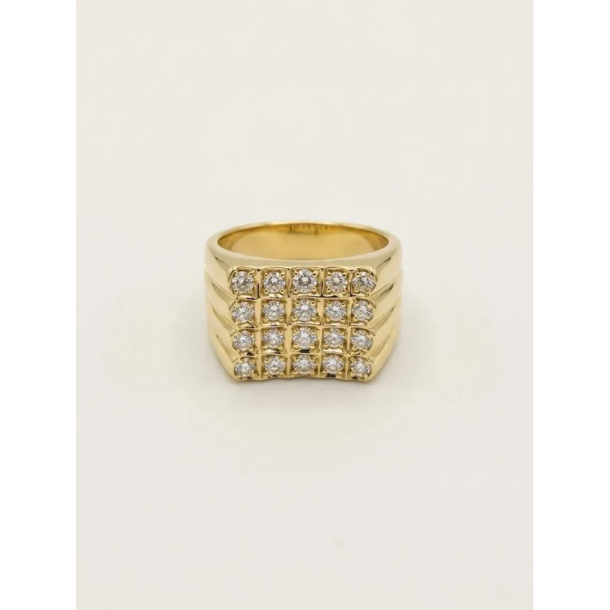 Anel Quadrado 20 Pontos de Diamantes