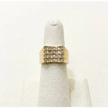 Anel Quadrado 20 Pontos de Diamantes