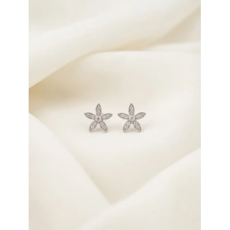Brinco Flor 12 Pontos de Diamantes
