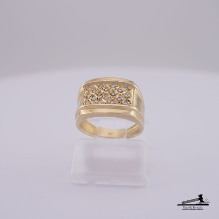Anel Favo com Diamantes em Ouro Amarelo 18 k 