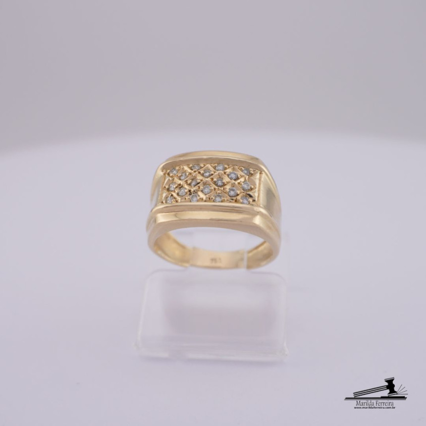 Anel Favo com Diamantes em Ouro Amarelo 18 k 
