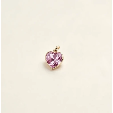 Pingente Coração Cristal Rosa