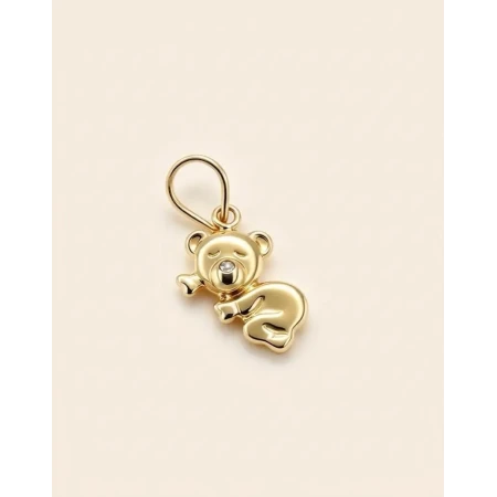 Pingente Urso, 1 Ponto de Diamante