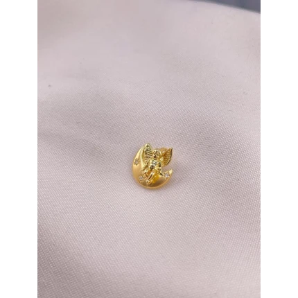 Pingente Anjo Meia Lua, 3 Pontos de Diamantes