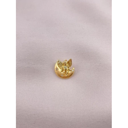 Pingente Anjo Meia Lua, 3 Pontos de Diamantes