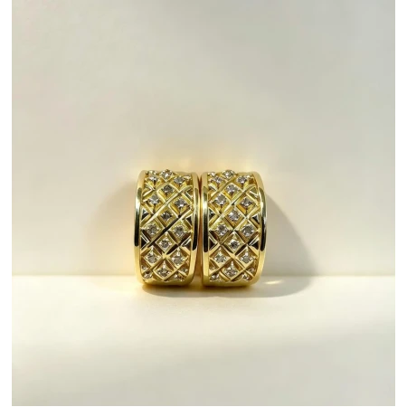 Brinco Favo, 25 Pontos de Diamantes