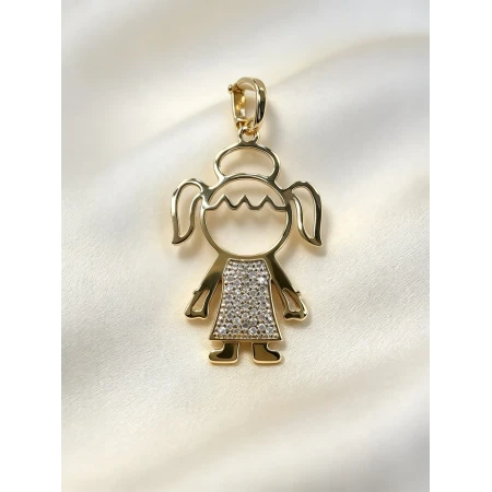 Pingente Menina, 25 Pontos de Diamantes