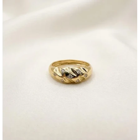 Anel  Canelado Pontos de Diamntes