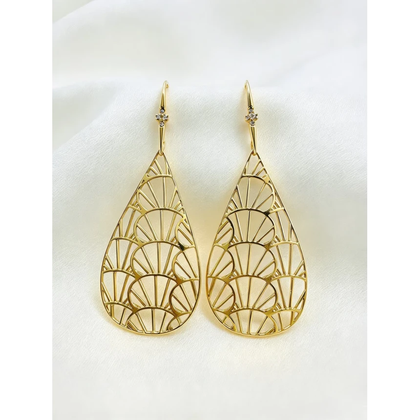 Brincos Gotas Aramado, 8 Pontos de Diamantes