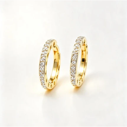 Brincos Argola, com 22 Pontos de Diamantes