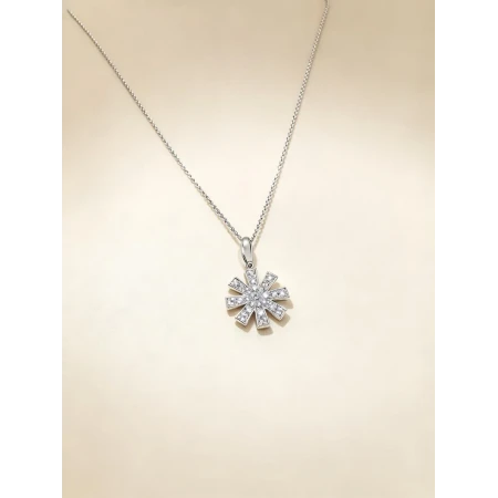 Conjunto, Corrente com Pingente, 23 Pontos de Diamantes, 43cm