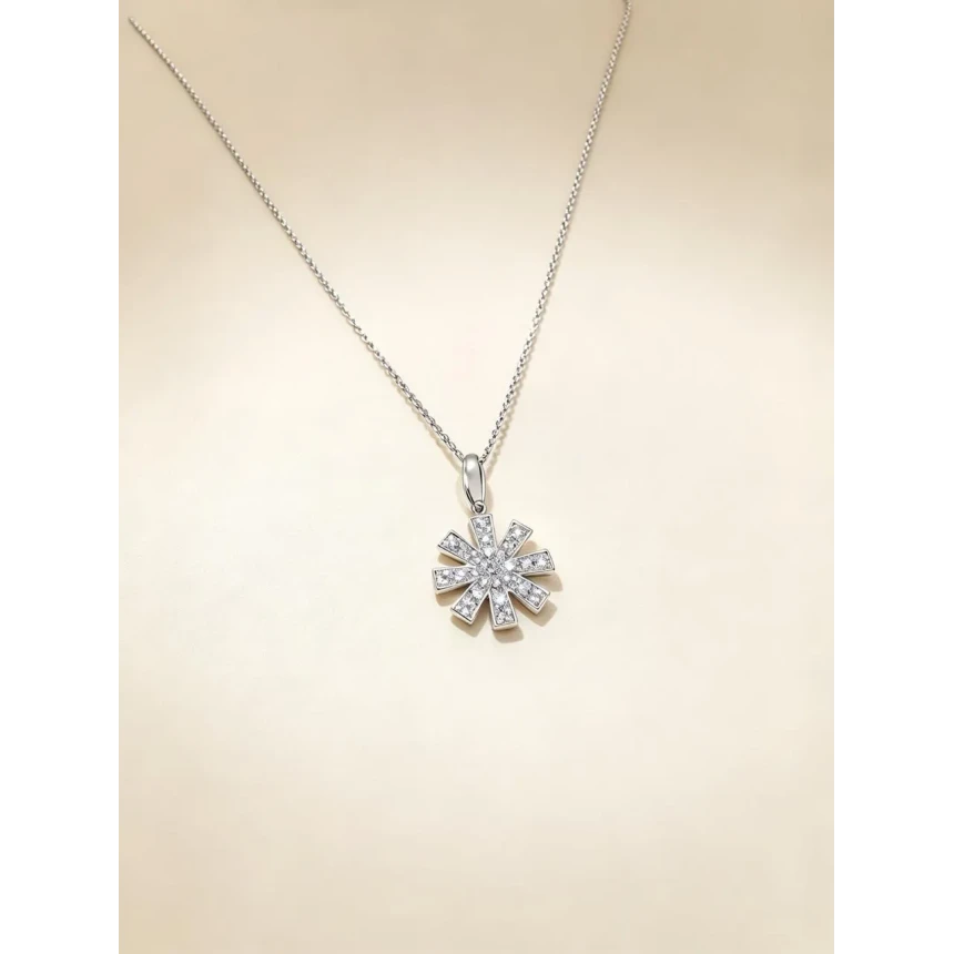 Conjunto, Corrente com Pingente, 23 Pontos de Diamantes, 43cm