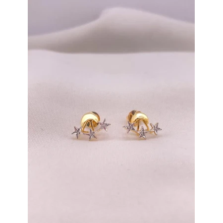 Brincos Ear Cuff Estrelas e Meia Lua Dois Tons