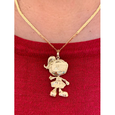  Pingente Menina em Ouro Amarelo