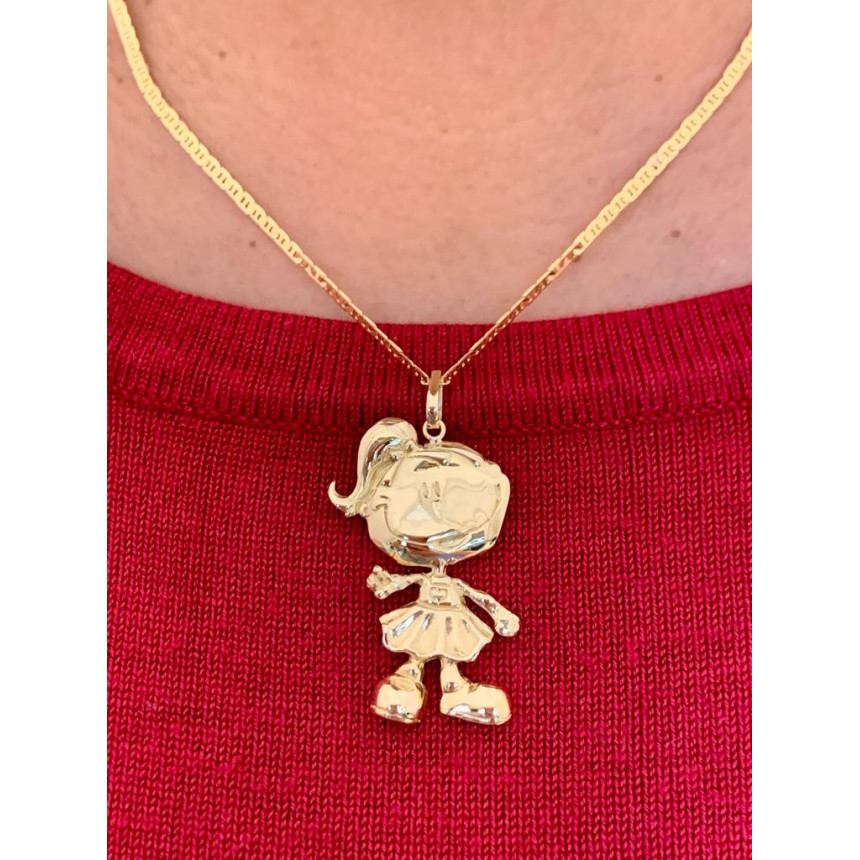  Pingente Menina em Ouro Amarelo
