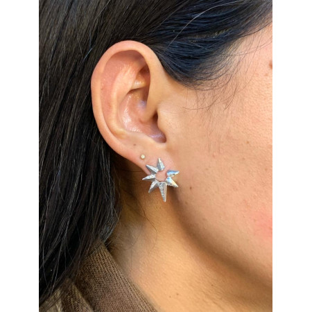 Brincos Estrela com Diamantes em Ouro Branco