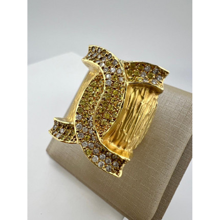 Anel X com Green Gold e Diamantes 