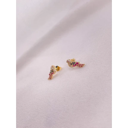 Brincos Pássaros com Rubis , Diamantes Negros e  Brancos