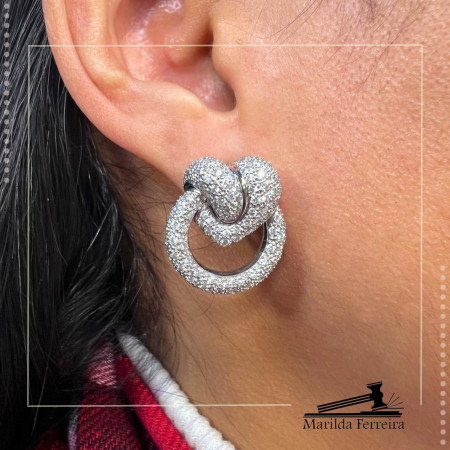 Brincos Frontal com Diamantes