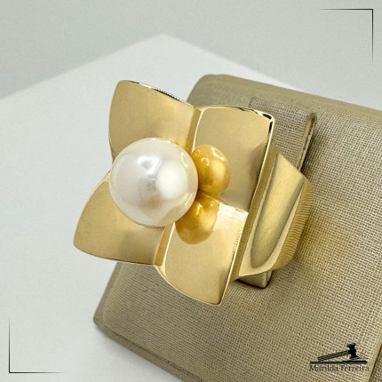 Anel Flor com Pérola