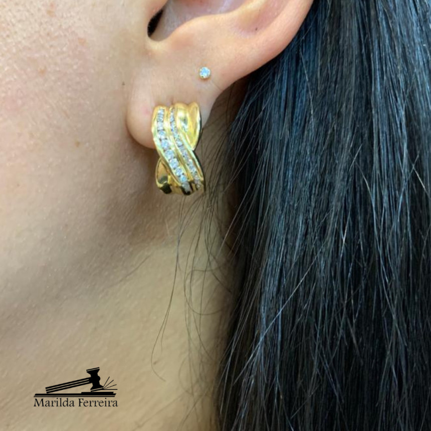 Brincos X Pino e Pressão com Diamantes