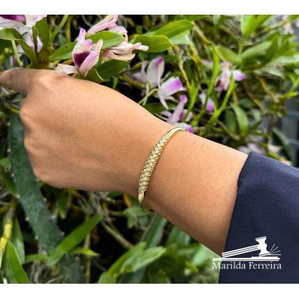 Bracelete Algema Modelo Favo com Diamantes