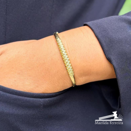 Bracelete Algema Modelo Favo com Diamantes