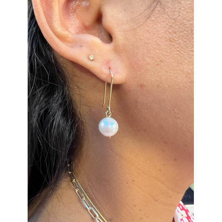 Brincos Anzol  com Perola em Ouro Amarelo