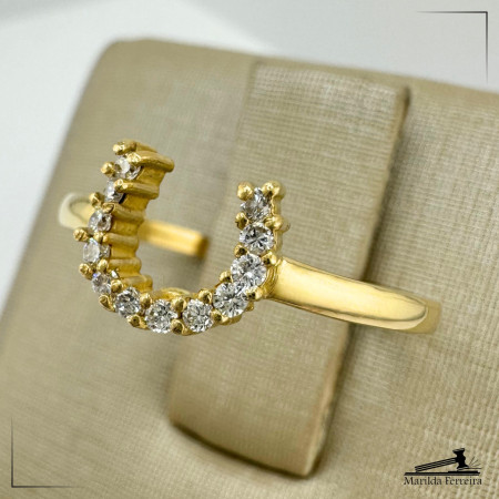 Anel Ferradura em Ouro Amarelo