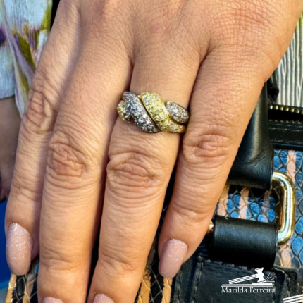 Anel  Dois tons com Diamantes