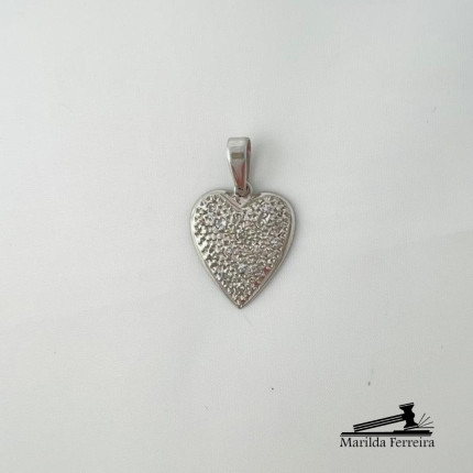 Pingente Coração com Diamantes em Ouro Branco